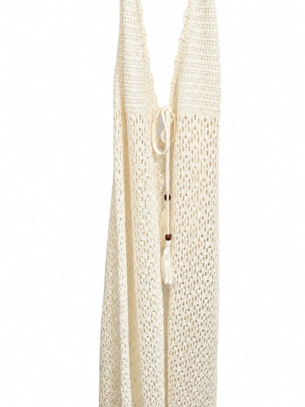 Madden Girl - Ivory Crochet Halter Maxi Swim Cover-Up Dress - Size M